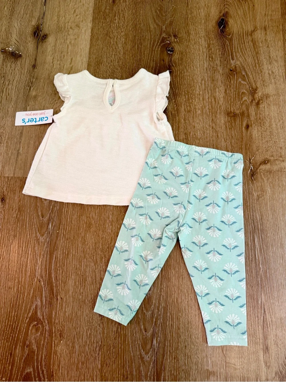 Carter's Flutter-Sleeve Top with Mint Green Floral Set